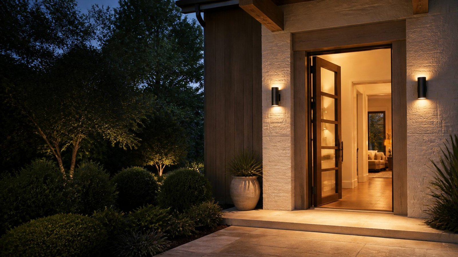 A welcoming open doorway at a modern Texas home